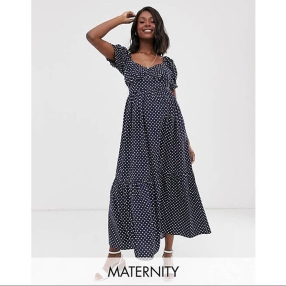 Wild Honey Dresses & Skirts - Wild Honey Maxi Maternity Dress in Polka Dot sz M